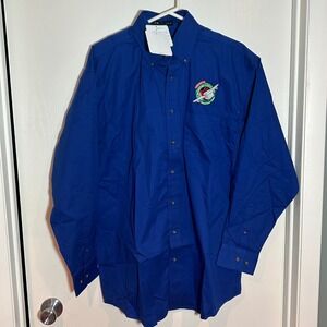 NWT Royal Blue Operation Christmas Child Long Sleeve Button Down Shirt LG
